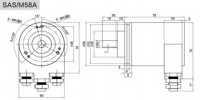 Profibus-DP Industrial Absolute Encoder SAS/M58 - Civiti