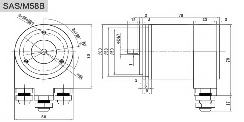 Profibus-DP Industrial Absolute Encoder SAS/M58 - Civiti
