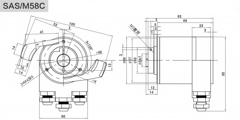 Profibus-DP Industrial Absolute Encoder SAS/M58 - Civiti
