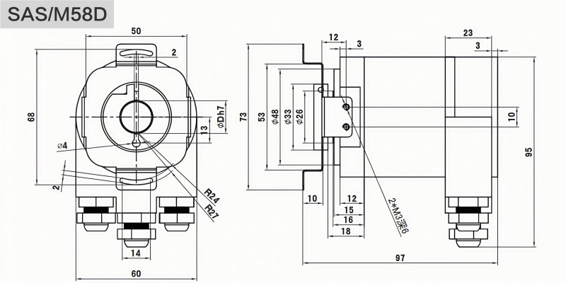 Profibus-DP Industrial Absolute Encoder SAS/M58 - Civiti