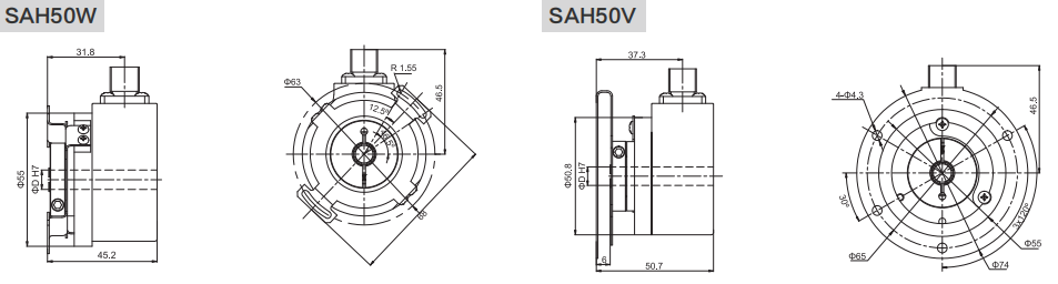 50mm Solid Shaft Blind Hole Type Incremental Encoders - Civiti