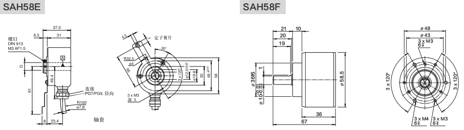 58mm Solid Shaft Blind Hole Through Hole Type Incremental Encoders-Siwidi